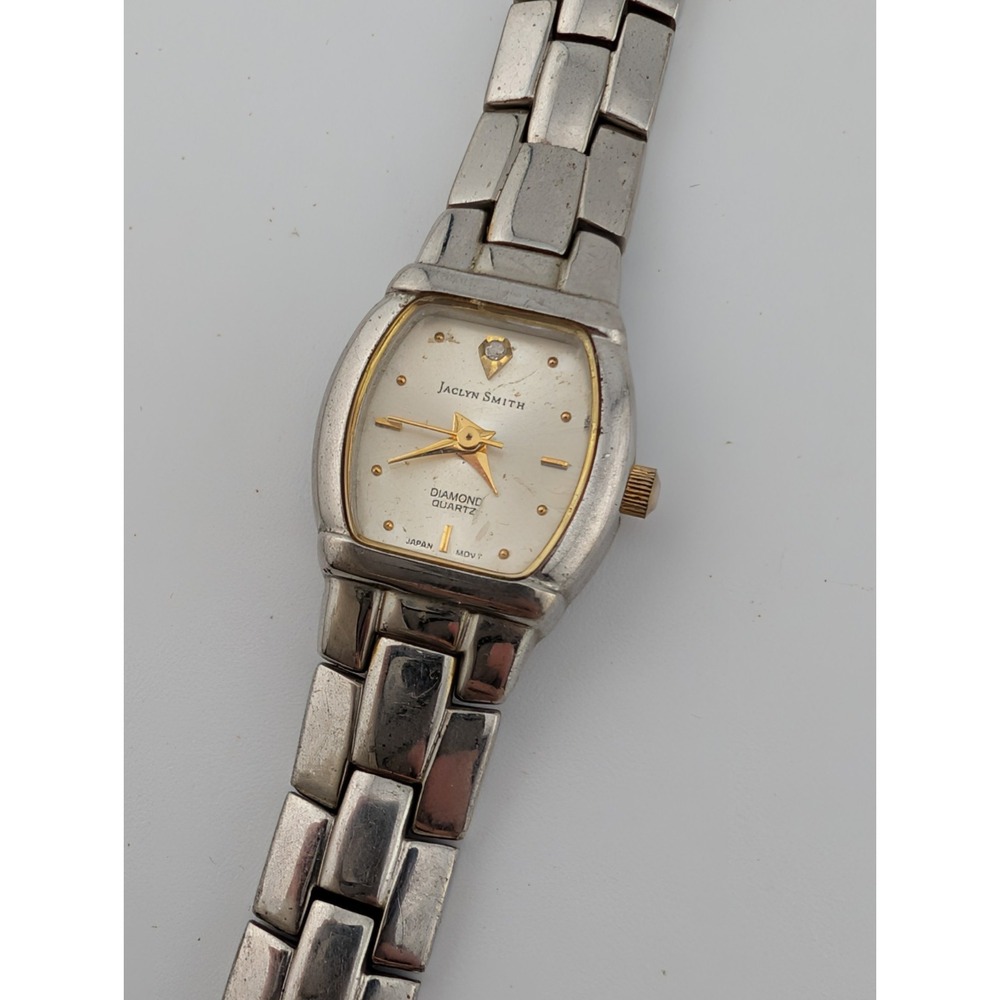 Jaclyn Smith Diamond Quartz Watch Women 20mm Case Silver 6.75" Band- New Battery - Picture 4 of 8